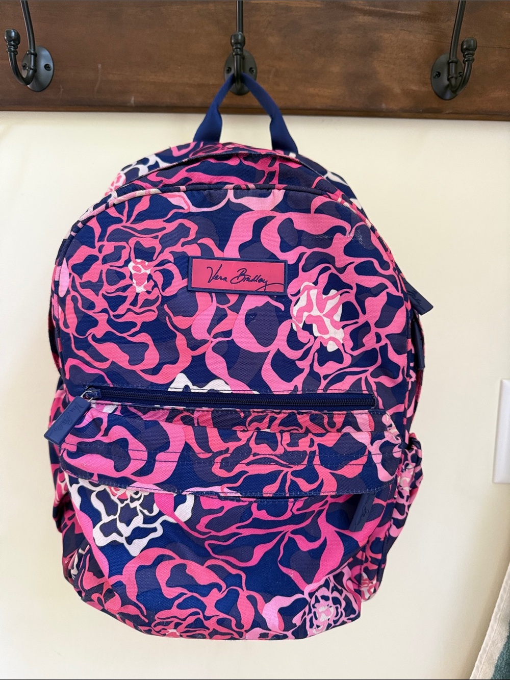 Vera Bradley Navy and Hot Pink Floral Print Backpack